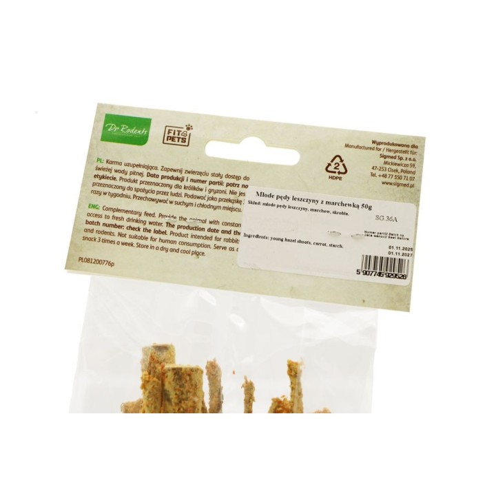 Młode pędy leszczyny Dr Rodents z marchewką 50g