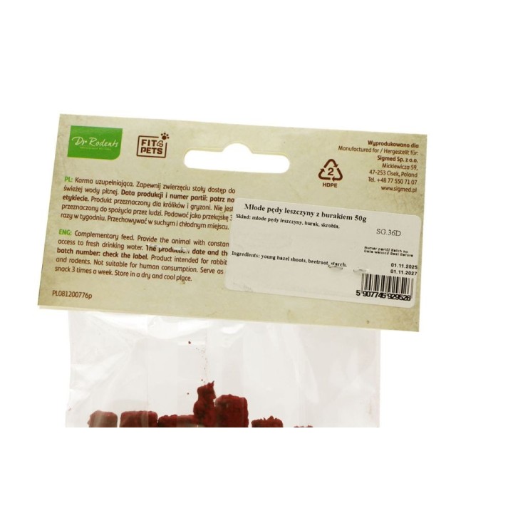 Młode pędy leszczyny Dr Rodents z burakiem 50g