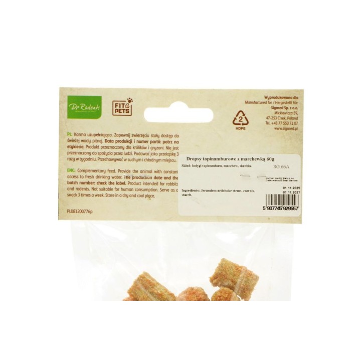 Dropsy topinamburowe Dr Rodents z marchewką 60g