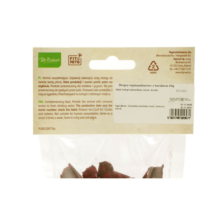 Dropsy topinamburowe Dr Rodents z burakiem 60g