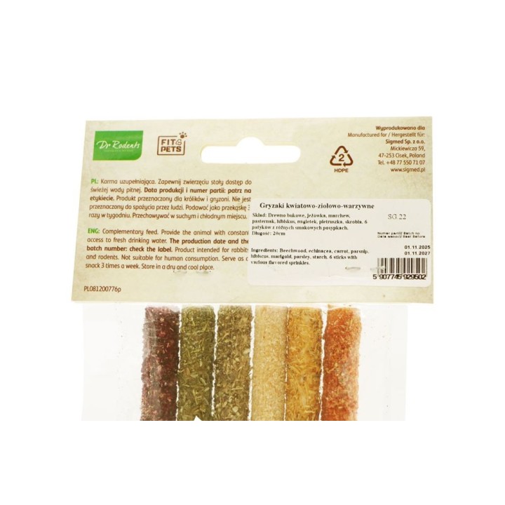 Gryzaki kwiatowo-ziołowo-warzywne Dr Rodents 75g