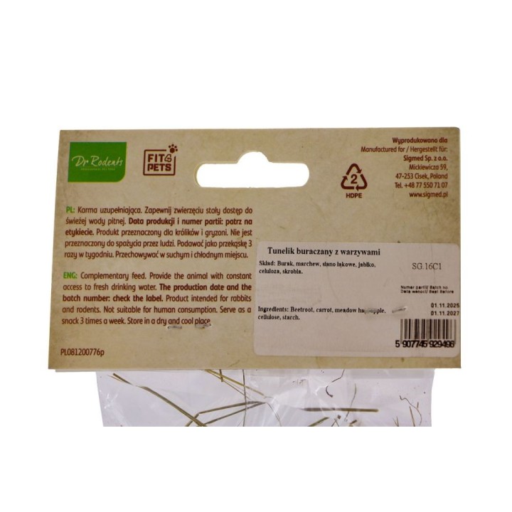 Tunelik buraczany Dr Rodents z warzywami 100g