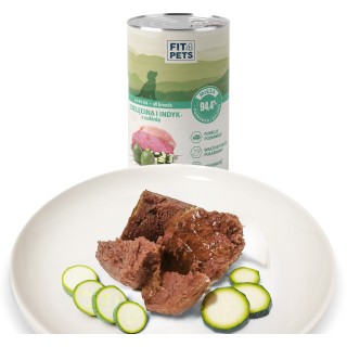 Karma dla szczeniaka pełnoporcjowa Fit4Pets cielęcina i indyk z cukinią 400g