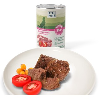 Karma dla psa pełnoporcjowa Fit4Pets wieprzowina z pomidorami 400g