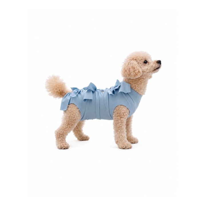 Koszulka pooperacyjna Fit4Pets na wiązanie niebieska