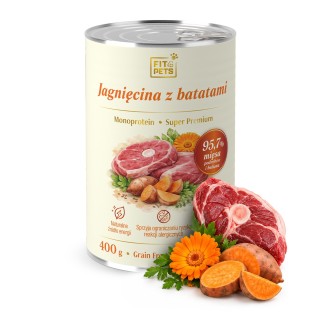 Karma dla psa pełnoporcjowa Fit4Pets jagnięcina z batatami 400g