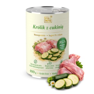 Karma dla psa pełnoporcjowa  Fit4Pets królik z cukinią 400g