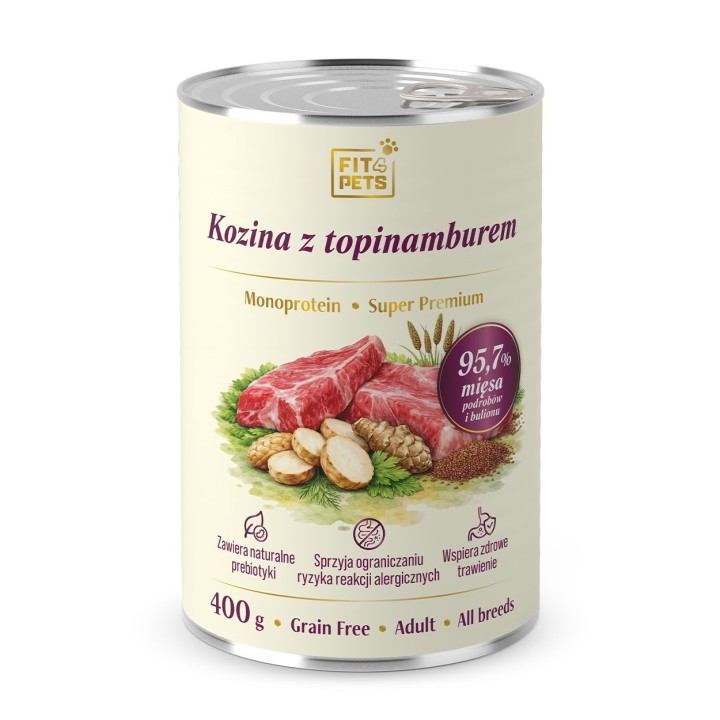 Karma dla psa pełnoporcjowa  Fit4Pets kozina z topinamburem 400g